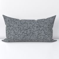 Smaller Scale Damask Floral Charcoal Silver Grey