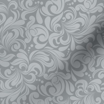 Smaller Scale Damask Floral Silver Grey