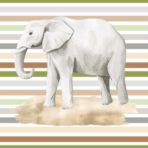 18x18 Square Panel for Pillow Sham or Lovey Jungle Safari Animals Elephant