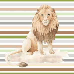 18x18 Square Panel for Pillow Sham or Lovey Jungle Safari Animals Lion