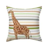18x18 Square Panel for Pillow Sham or Lovey Jungle Safari Animals Giraffe
