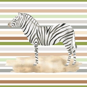 18x18 Square Panel for Pillow Sham or Lovey Jungle Safari Animals Zebra