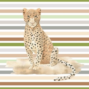 18x18 Square Panel for Pillow Sham or Lovey Jungle Safari Animals Leopard