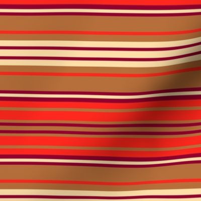 Tan Red Burgundy and Cream Horizontal Stripe