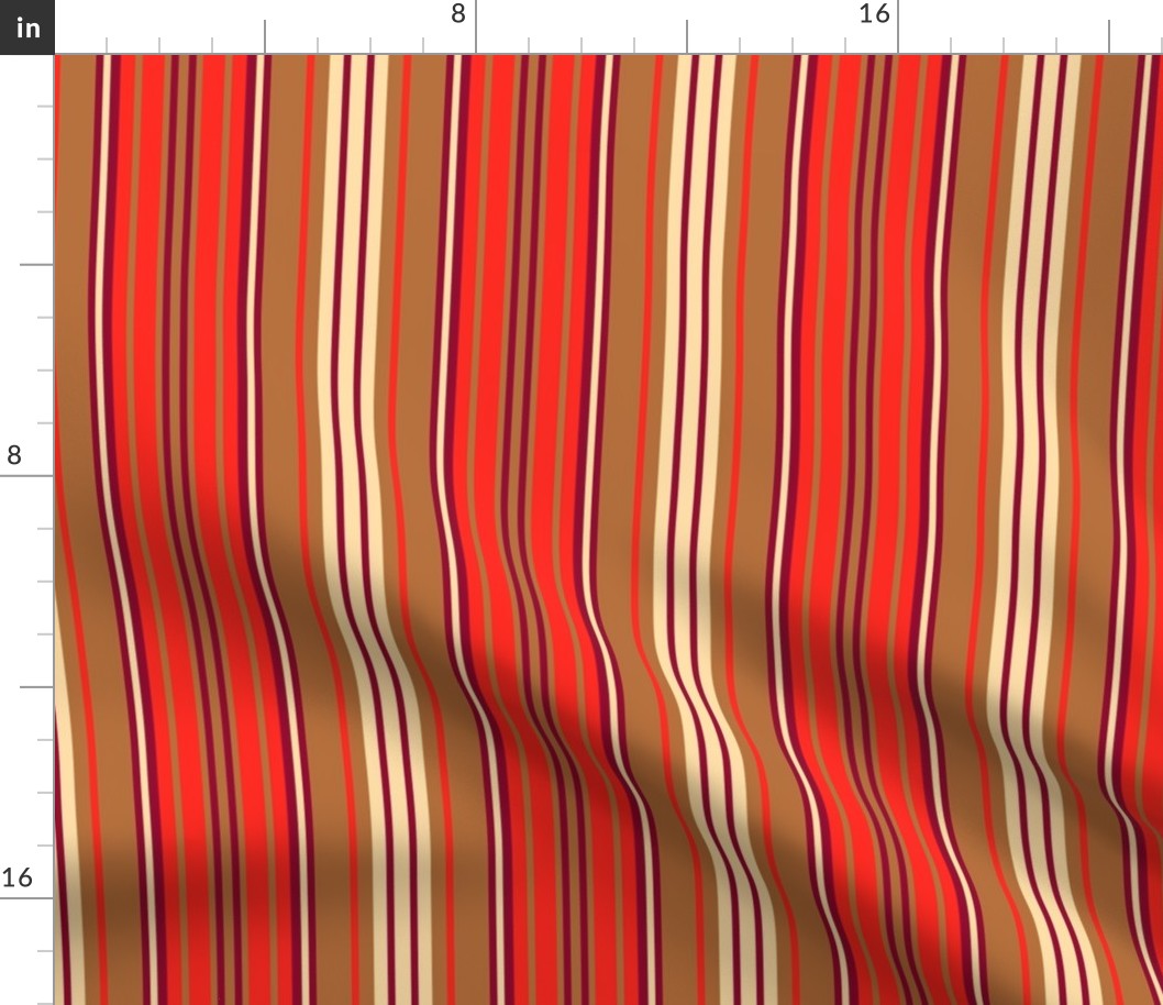 Tan Red Burgundy and Cream Vertical Stripe