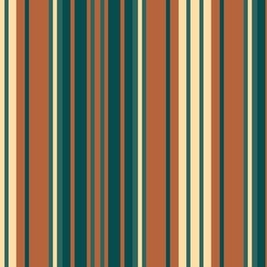 Chestnut Brown Forest Green and Sandy Beige Vertical Stripe