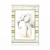 Fat Quarter Panel for Wall Hanging Tea Towel or Lovey Jungle Safari Animals and Stripes Elephant