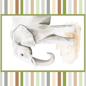 Fat Quarter Panel for Wall Hanging Tea Towel or Lovey Jungle Safari Animals and Stripes Elephant