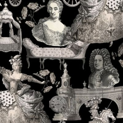 Antique Ladies And Kings historical engravings black