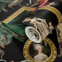 12" Marie Antoinette - historical paintings of Marie Antoinette, antique fabric print, Marie Antoinette wallpaper  black museum wall