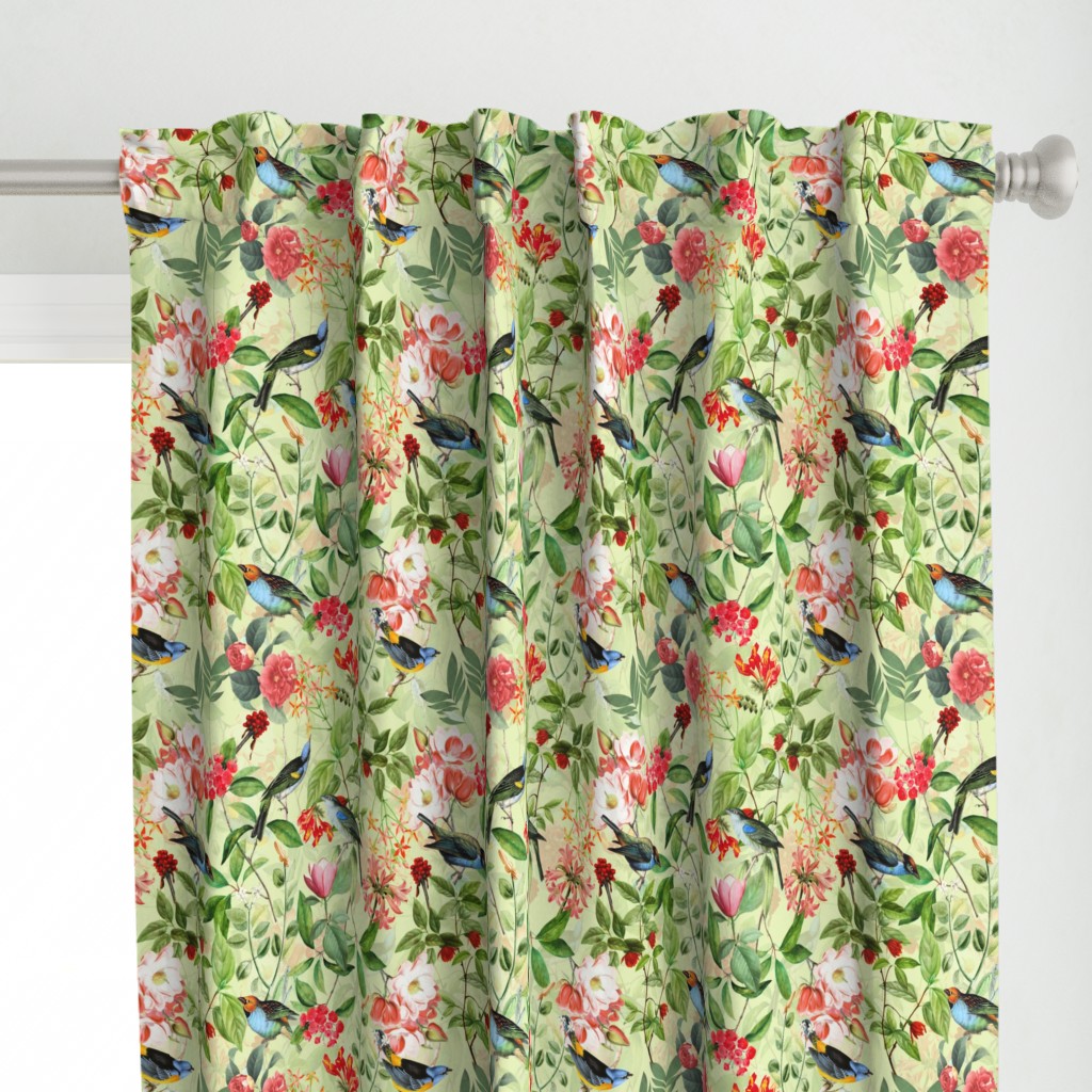 Home decor Vintage Nostalgic Tropical Birds Jungle Green Jungle - tropical fabric 