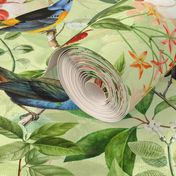 Home decor Vintage Nostalgic Tropical Birds Jungle Green Jungle - tropical fabric 