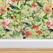 Home decor Vintage Nostalgic Tropical Birds Jungle Green Jungle - tropical fabric 