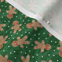 (extra small scale) gingerbread man toss on green - cute watercolor christmas cookies - C21
