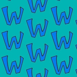 The Letter W-Royal Blue on Teal