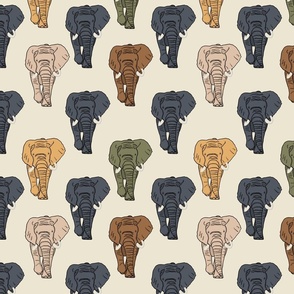 Earth Tone Elephants blue dominant