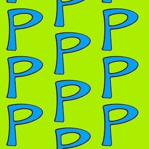 The Letter P-blue on green