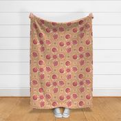 swirling fantasy floral-non directional-orange and pink- medium scale