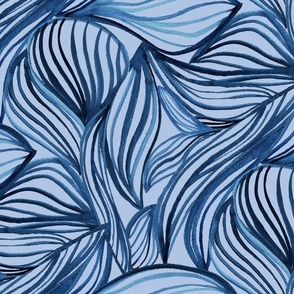 Abstract leaves indigo blue
