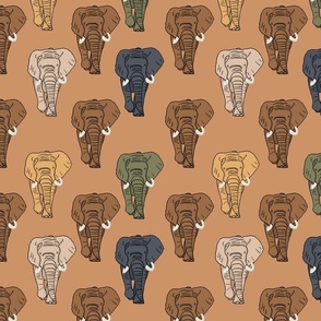 Earth_tone_Elephants brown dominant on peachy brown