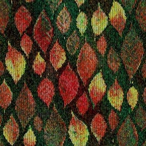 small knit autumn leaves green red orange  PSMGE