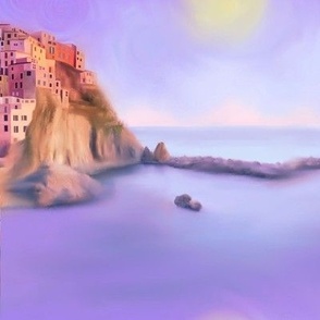 Amalfi Coast sea and sky purple filter