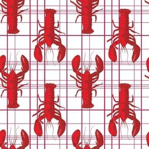 Lobster and plaid_seamless_stock