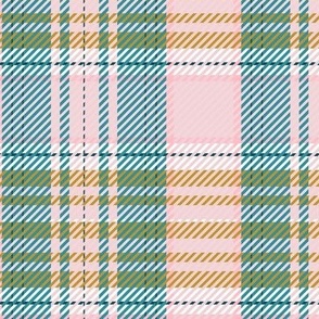 Graphic Tartan (Large) - Cotton Candy Pink and Lagoon Teal Blue