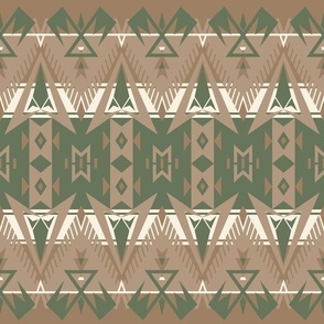 Ossineke Camp Blanket: Deep Sage & Chestnut Rustic Geometric, American Indian, Lodge, Cabin, Southwest