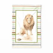 Fat Quarter Panel for Wall Hanging Tea Towel or Lovey Jungle Safari Animals and Stripes Lion