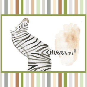 Fabric Fat Quarter Panel for Wall Hanging Tea Towel or Lovey Jungle Safari Animals and Stripes Zebra
