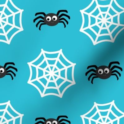 Medium Scale Halloween Spiders and Webs Spiderwebs on Blue