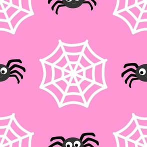 Large Scale Halloween Spiders and Webs Spiderwebs on Pink