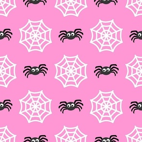 Medium Scale Halloween Spiders and Webs Spiderwebs on Pink