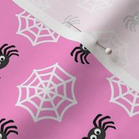 Small Scale Halloween Spiders and Webs Spiderwebs on Pink