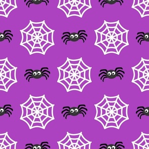 Medium Scale Halloween Spiders and Webs Spiderwebs on Purple