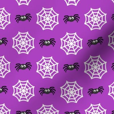 Small Scale Halloween Spiders and Webs Spiderwebs on Purple