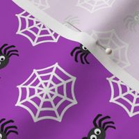 Small Scale Halloween Spiders and Webs Spiderwebs on Purple
