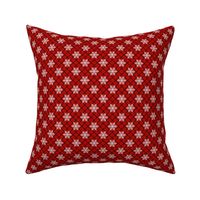 Small Scale Snowy Winter Diagonal Checker Plaid - Red and Black