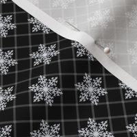 Small Scale Snowy Winter Diagonal Checker Plaid - White and Black