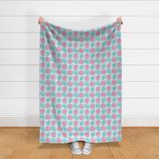 Large Scale Pink and Aqua Snowflakes Playful Penguin Coordinate