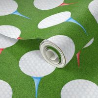Large Scale Golf Balls and Tees on Green