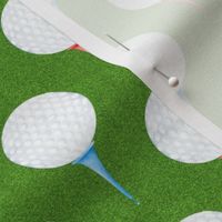 Medium Scale Golf Balls and Tees on Green