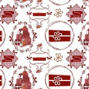 holiday toile-red work