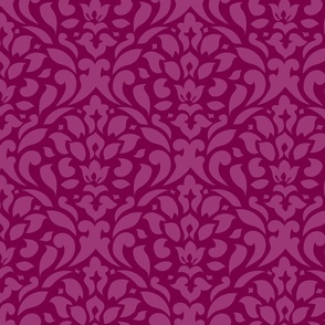 Berry damask on Vibrant Beetroot - large