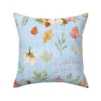 pumpkin kisses blue linen