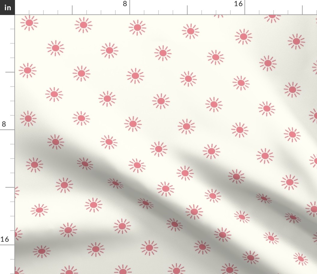 Medium Scale Watermelon Boho Sunshine on Natural Coordinates with Petal Solids