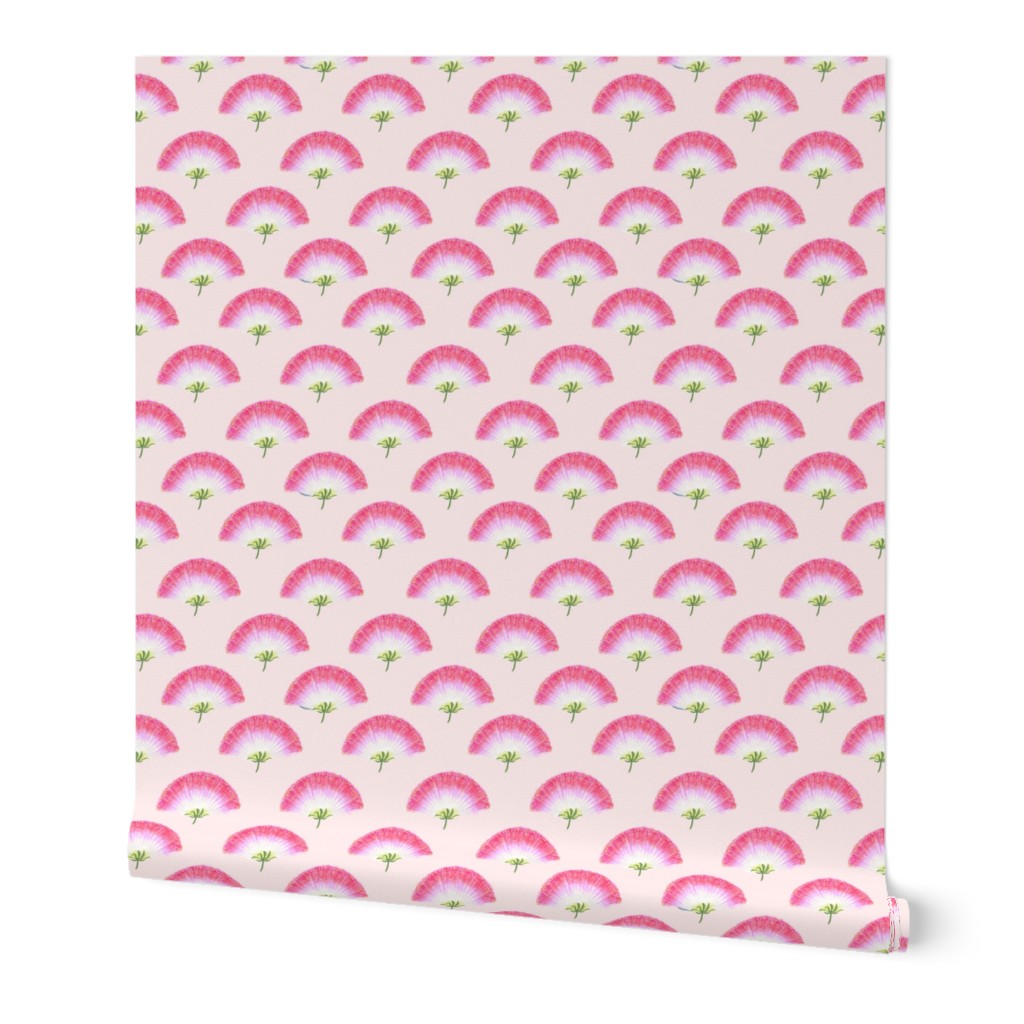 Pink Mimosa Plumes Tiled on Light Pink