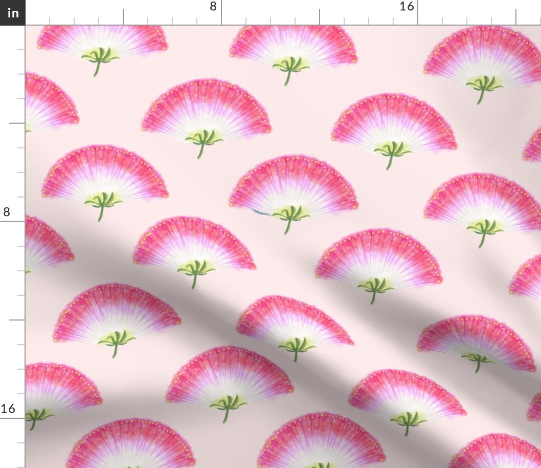 Pink Mimosa Plumes Tiled on Light Pink