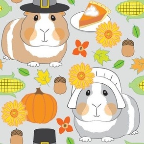 EXTRA-LARGE thanksgiving guinea pigs on soft grey